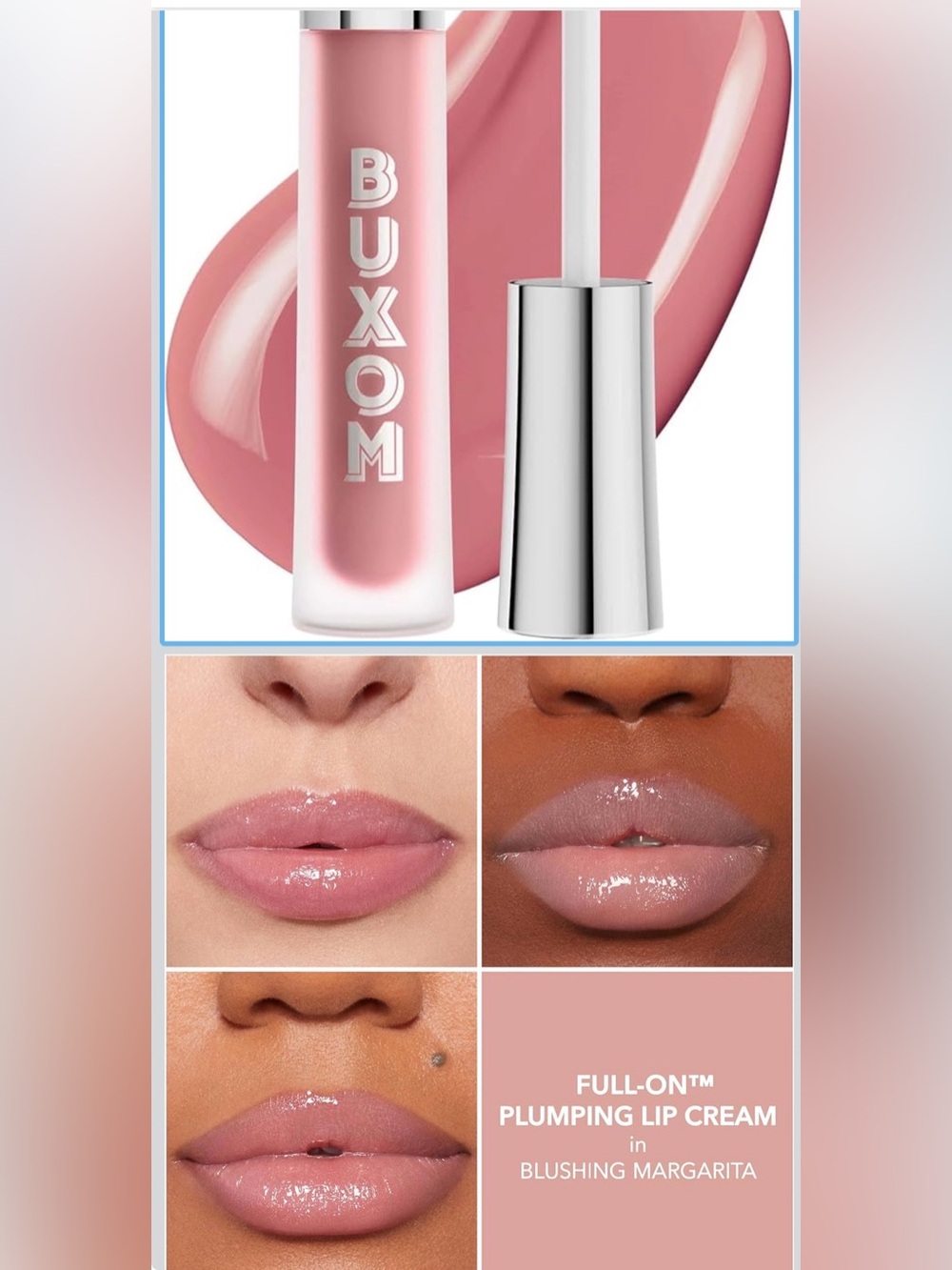 NIB $36 Buxom Full-On Plumping Lip Cream BLUSHING MARGARITA Rosy Nude